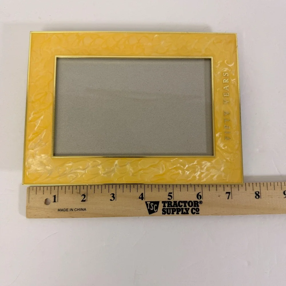 Hallmark 50th Anniversary Picture Frame Golden Wedding Yellow Pearlescent